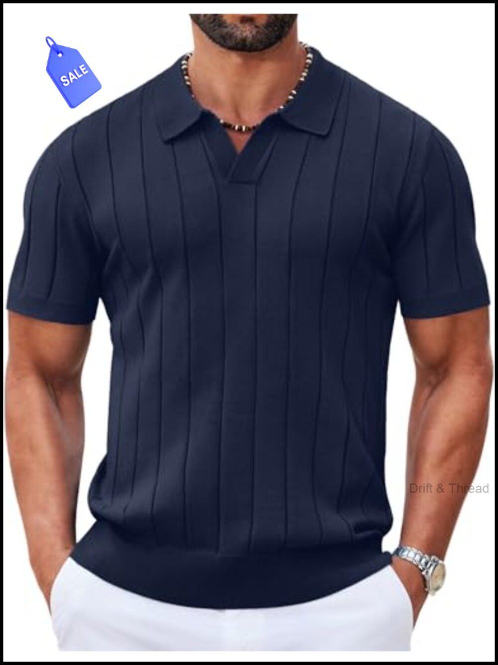 Mens Polo Shirt V Neck Short Sleeve Knit Shirt Casual Golf Old Money